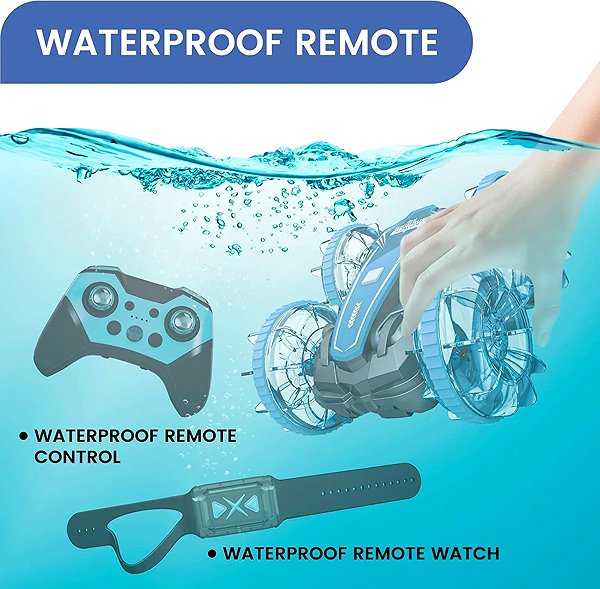 Tecnock Amphibious Remote Control RC Car, Blue.