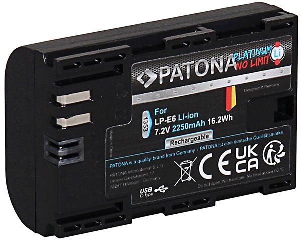 Fényképezőgép akkumulátor PATONA PLATINUM Canon LP-E6NH kompatibilis ...
