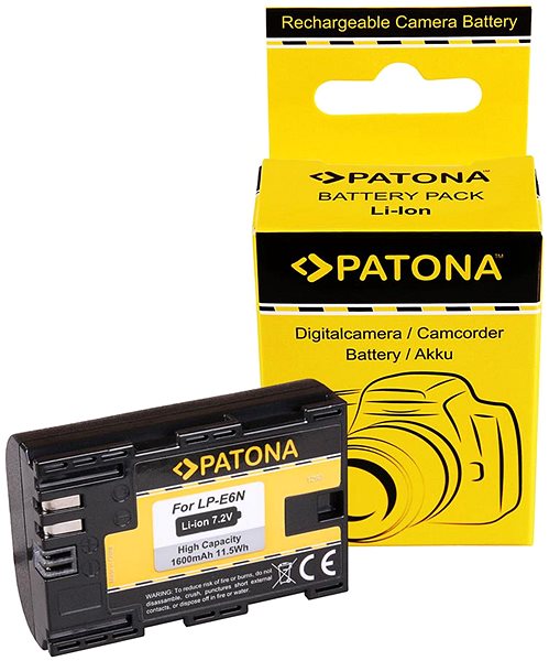 Fényképezőgép akkumulátor PATONA Canon LP-E6/LP-E6N 1600mAh Li-Ion 7,2V ...