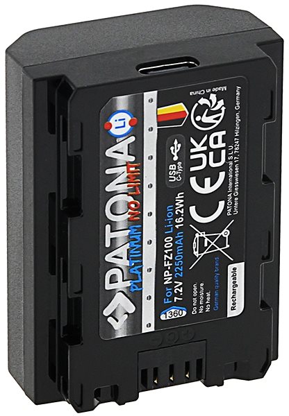 Kamera-Akku PATONA Akku für Sony NP-FZ100 2250mAh Li-Ion Platinum mit USB-C Ladefunktion ...