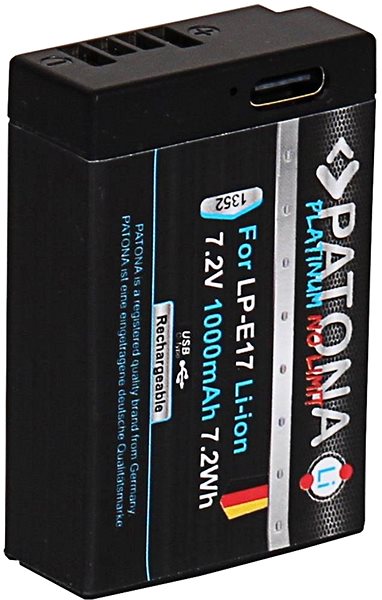 Fényképezőgép akkumulátor PATONA akkumulátor Canon LP-E17 1000mAh Li-Ion Platinum USB-C töltéshez ...