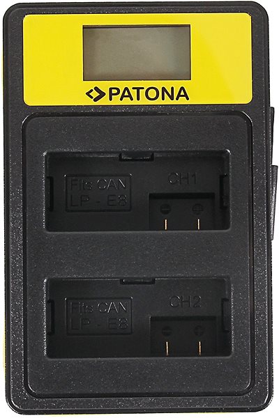 Ladegerät für Kamera- und Camcorder-Akkus PATONA für Dual Canon LP-E8 mit LCD - USB ...