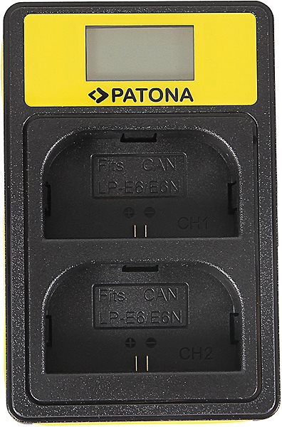 Nabíjačka batérií fotoaparátov a videokamier PATONA pre Dual Canon LP-E6 s LCD,USB ...