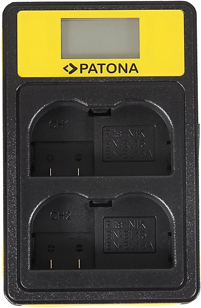 Nabíjačka batérií fotoaparátov a videokamier PATONA pre Dual Nikon EN-EL15 s LCD, USB ...