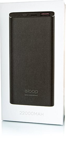 Power Bank Eloop E37 22000 mAh Quick Charge 3.0+ PD, Black Packaging/box