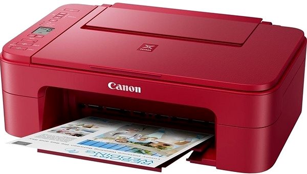 Tintenstrahldrucker Canon PIXMA TS3352 rot Seitlicher Anblick