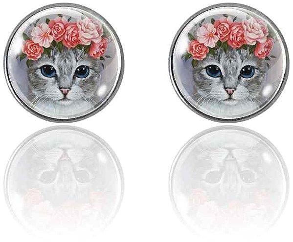 14mm surgical steel stud earrings, Kitty.
