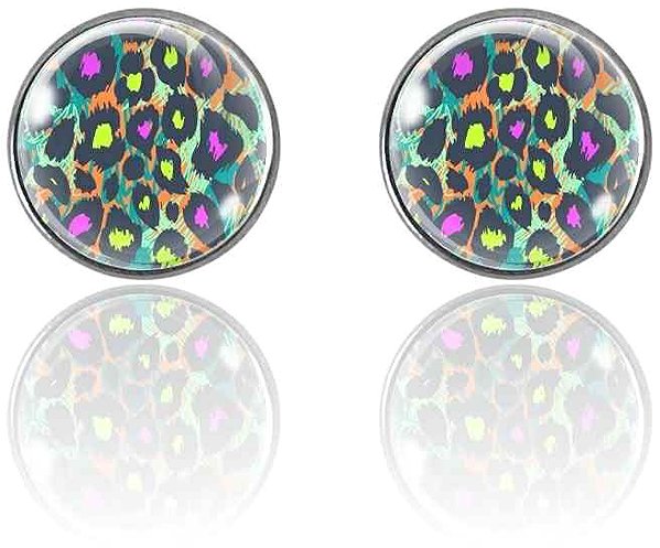 Stud earrings made of surgical steel 14 mm, Leopard crazy.