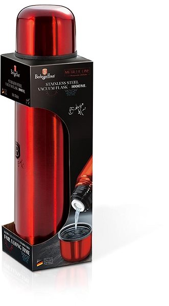 Thermos BERLINGERHAUS stainless steel 1 l, Burgundy Metallic Line ...