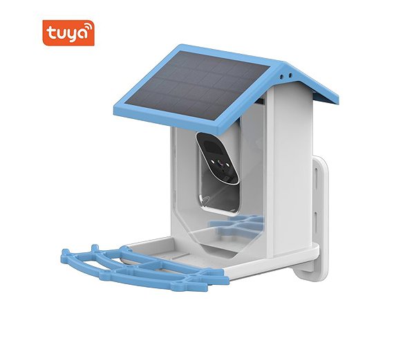 BOT BF2 WiFi bird feeder with camera, blue.