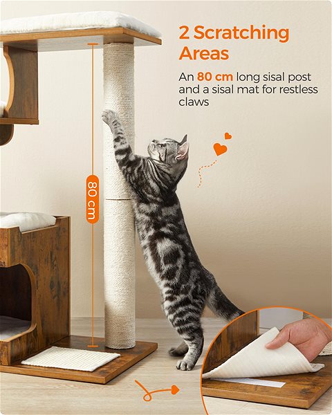 Cat scratching post FEANDREA Vintage cat scratching post 86 cm brown-white.