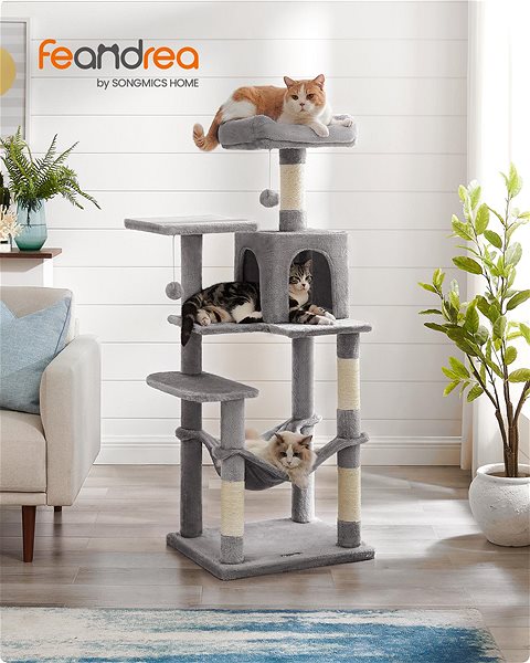 Cat scratching post FEANDREA Cat scratching post 143 cm multi-tiered gray.