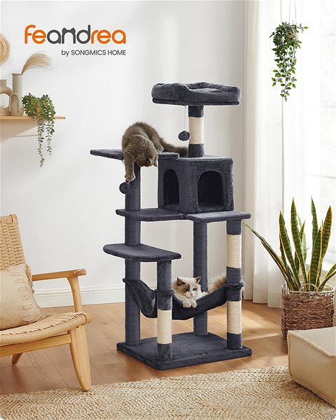 Cat scratching post FEANDREA Cat scratching post 143 cm multi-storey dark grey .