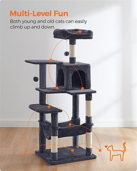Cat scratching post FEANDREA Cat scratching post 143 cm multi-storey dark grey .