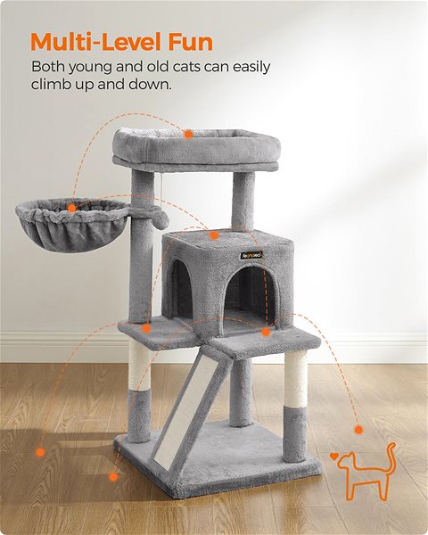 Feandrea Cat Scratcher Cat Scratcher with Platform, Gray.