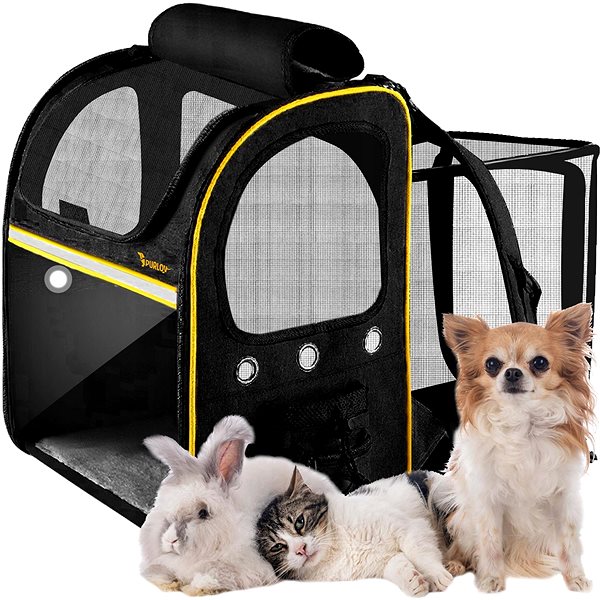 Purlov dog backpack 23185 Transport backpack for dogs and cats, black .