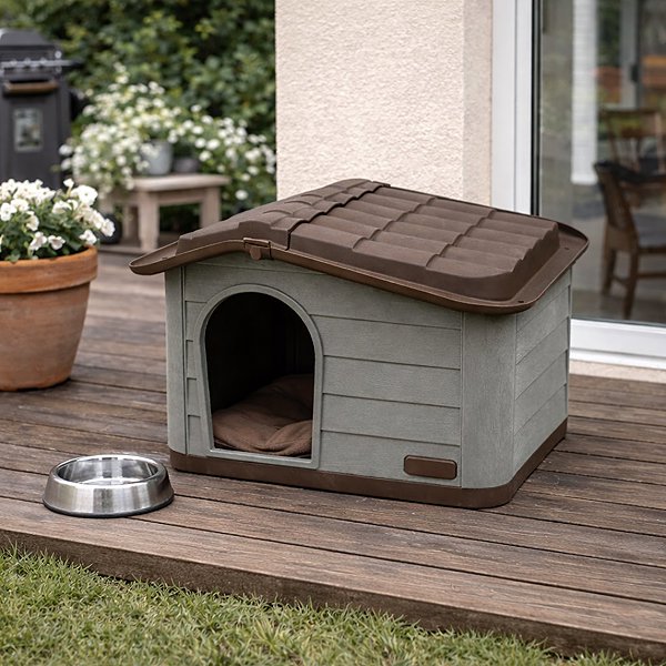 DOCHTMANN Dog Kennel Grey-Brown Plastic 60 × 51 × 41cm.