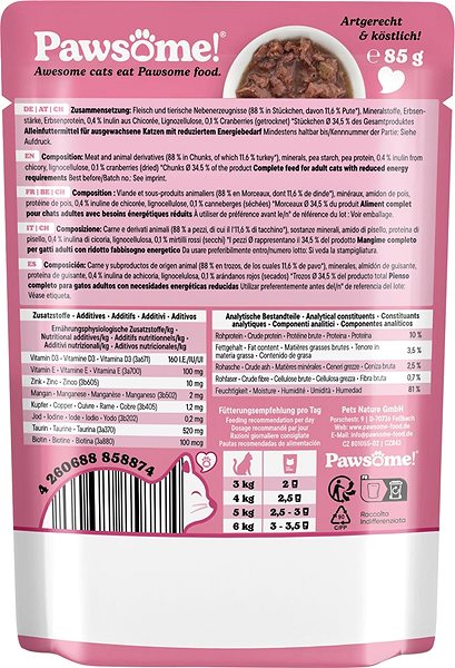 Kapsička pro kočky Pawsome! Adult light s krůtím masem 85 g ...