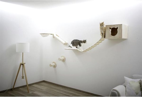 Cat scratching post Kerbl Anden, set of wall-mounted floors, natural/white, 8 pcs.