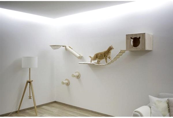 Cat scratching post Kerbl Anden, set of wall-mounted floors, natural/white, 8 pcs.