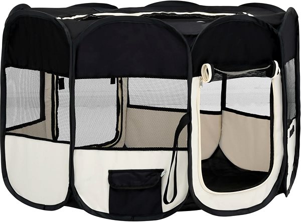Folding dog pen Folding dog pen with bag black 110 x 110 x 58 cm .