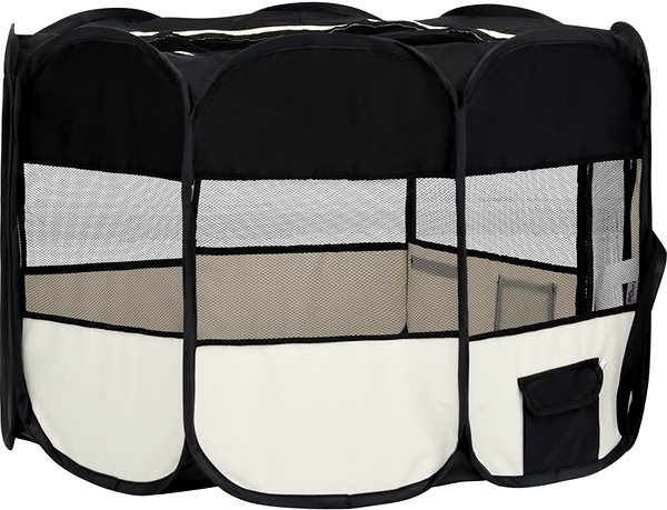 Folding dog pen Folding dog pen with bag black 125 x 125 x 61 cm .