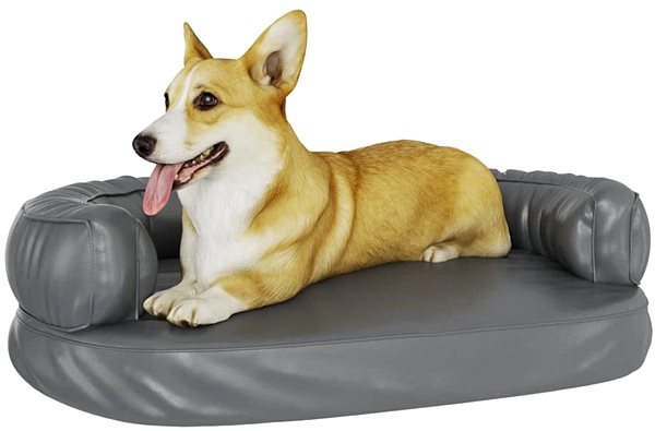 SHUMEE Ergonomic Foam dog bed grey 75×53cm faux leather