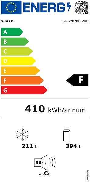 American Refrigerator SHARP SJ GX820F2WH Energy label