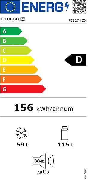 Refrigerator PHILCO PCI 174 DX Energy label