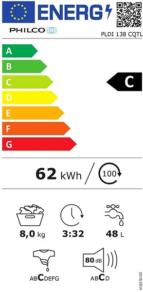 Washing Machine PHILCO PLDI 138 CQTL Energy label