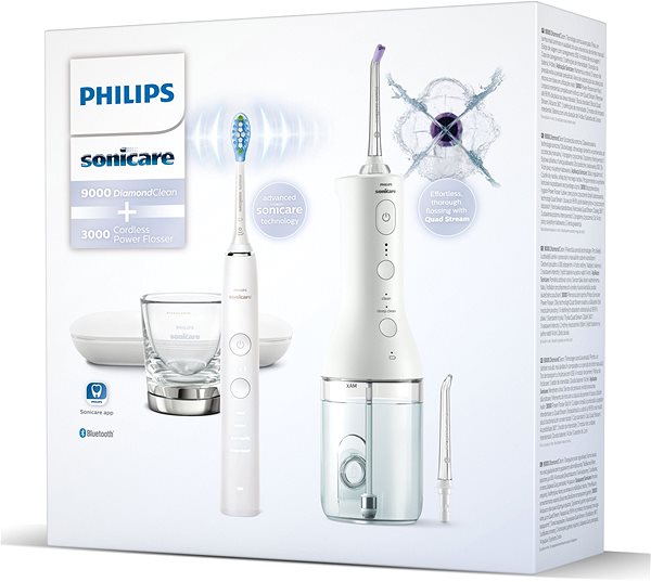 Electric Toothbrush Philips Sonicare 9000 DiamondClean and HX3866/41 Portable Oral Shower Packaging/box
