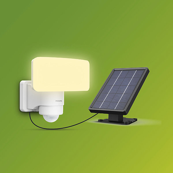 LED Reflector Philips Tylus Security solar LED spotlight with sensor 6 W, 1000/50 lm, 5000 K, IP44, white ...