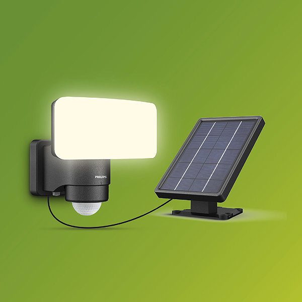 LED Reflector Philips Tylus Security solar LED spotlight with sensor 6 W, 1000/50 lm, 5000 K, IP44, black ...