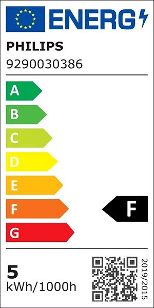 LED izzó Philips LED 4,7-50W, GU10 2700K, 3 db Energia címke