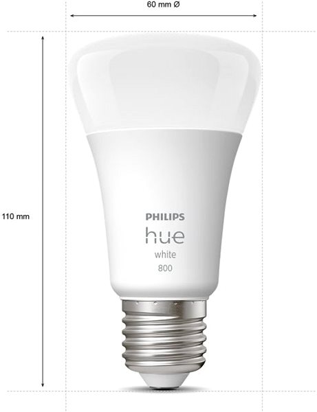 LED Bulb Philips Hue White 9W 800 E27 4 pcs Technical draft