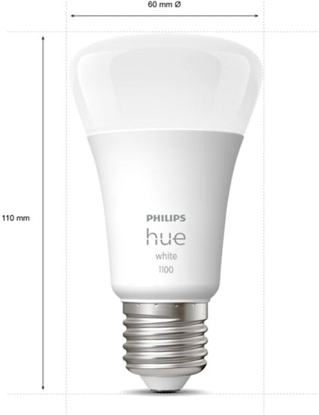 LED Bulb Philips Hue White 9.5W 1100 E27 Starter Kit Technical draft