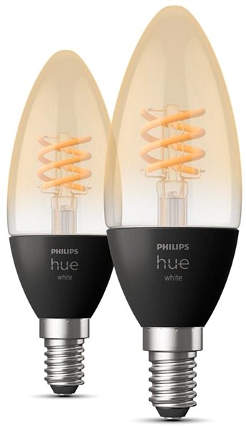 LED izzó Philips Hue White 4.5W 550 Filament, gyertya, E14, 2 db Képernyő