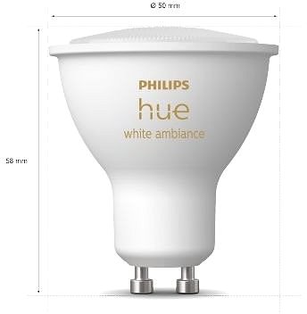 LED Bulb Philips Hue White Ambiance 4.3W 350 GU10 3 pcs Technical draft