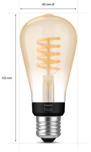 LED Bulb Philips Hue White Ambiance 7W 550 Filament ST64 E27 Technical draft