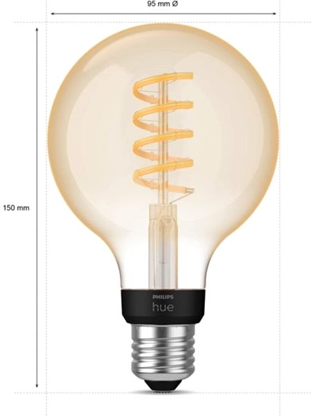 LED Bulb Philips Hue White Ambiance 7W 550 Filament G93 E27 Technical draft