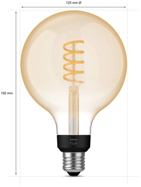LED Bulb Philips Hue White Ambiance 7W 550 Filament G125 E27 Technical draft