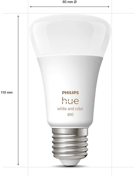 LED Bulb Philips Hue White and Colour Ambiance 6.5W 800 E27 4 pcs Technical draft