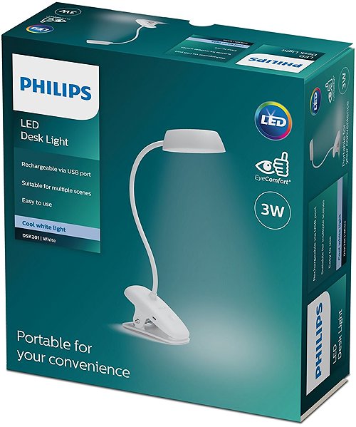 Asztali lámpa Philips Donutclip asztali lámpa fehér ...