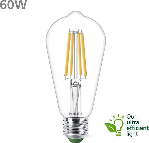 LED izzó Philips LED 60 W, ST64, E27, 2700 K, CL UE SRT4 ...