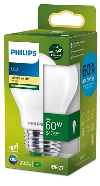 LED-Birne Philips LED 60 W A60 E27 2700 K FR UE SRT4 ...