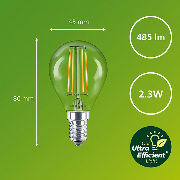 LED žiarovka Philips LED 40W P45 E14 2700K CL UE SRT4 ...