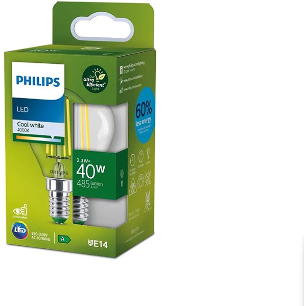LED-Birne Philips LED 40W P45 E14 4000K CL UE SRT4 ...