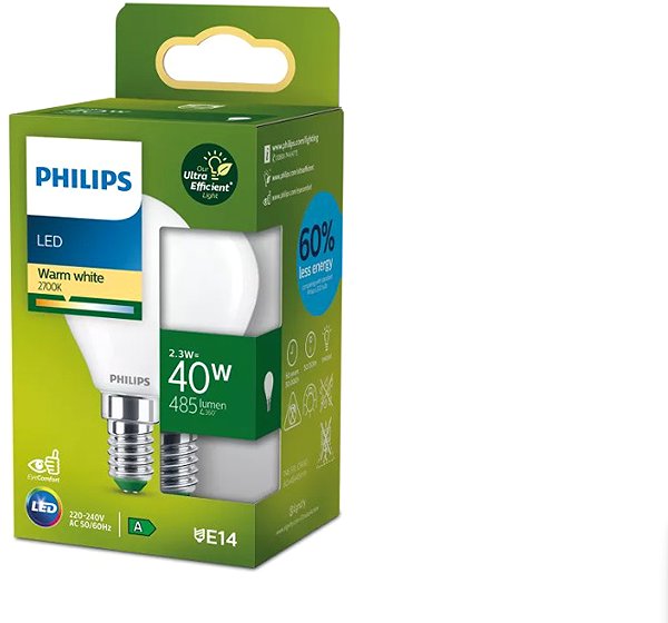 LED-Birne Philips LED 40W P45 E14 2700K FR UE SRT4 ...