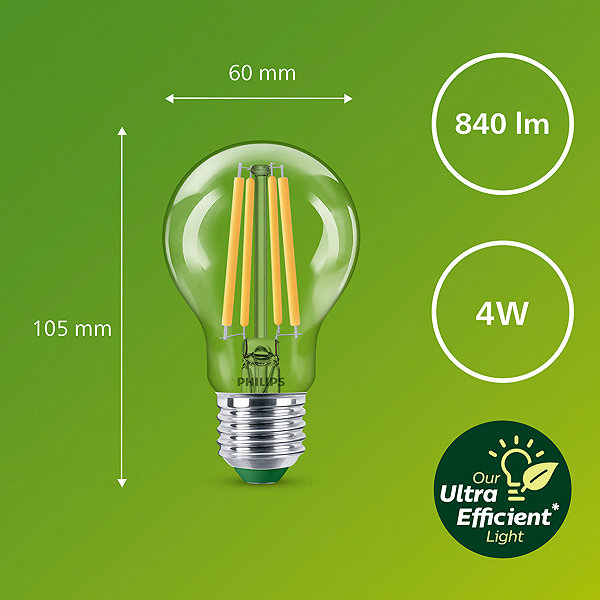 LED izzó Philips LED 60 W, A60, E27, 2700 K, CL UE D SRT4 ...