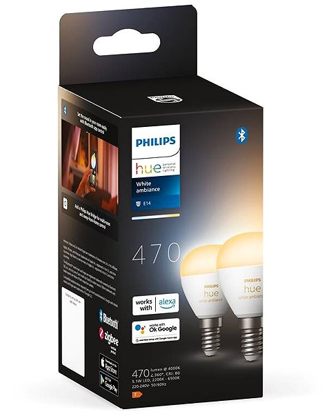 LED-Birne Philips Hue White Ambiance 5,1 W E14 Tropfenform 2 Stück ...